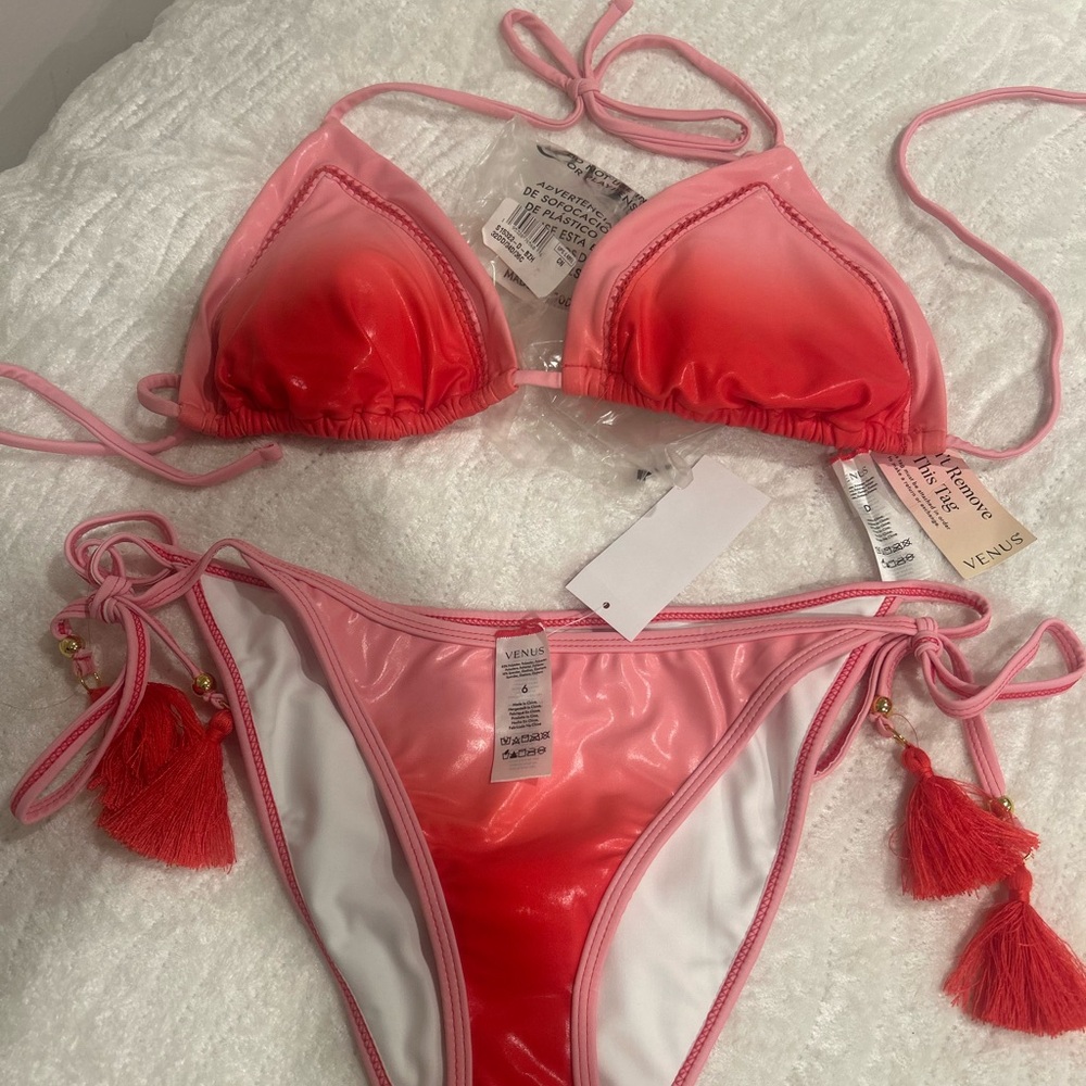 VENUS Red and Pink Bikini Set